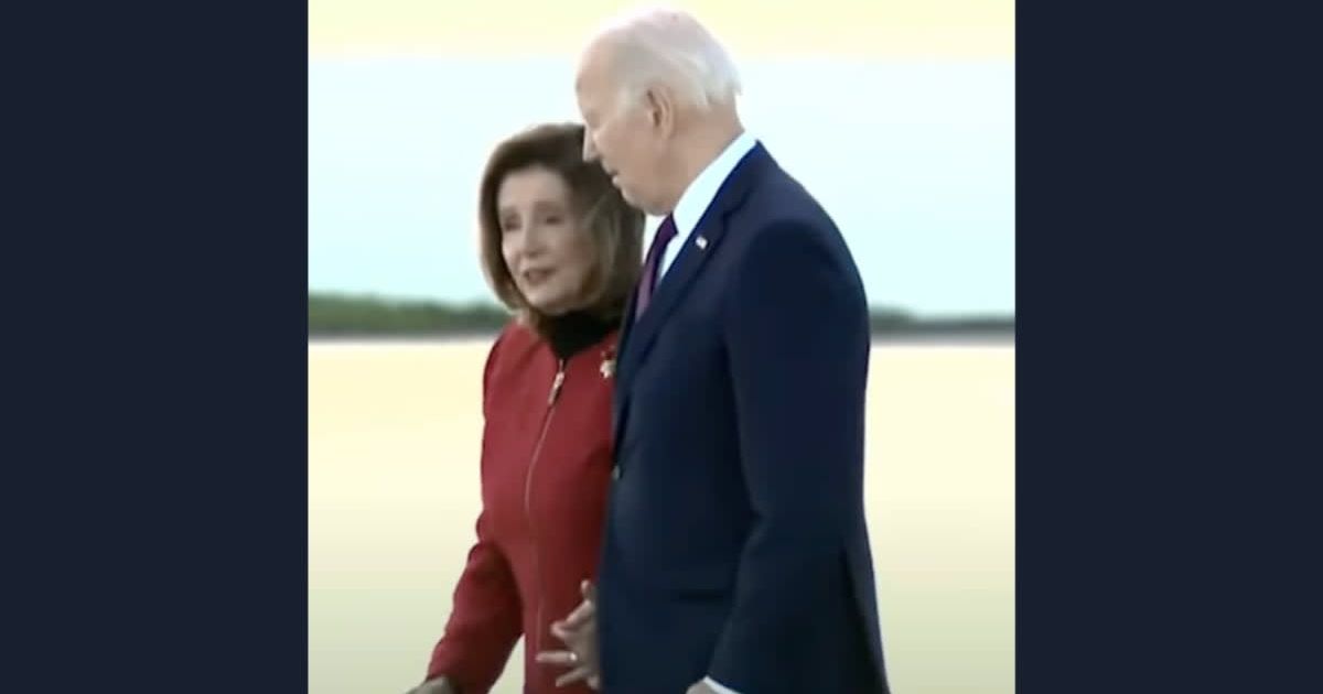 'Retire already!' Joe Biden, 81, and Nancy Pelosi, 83, trolled as they hold hands before gingerly boarding Marine One