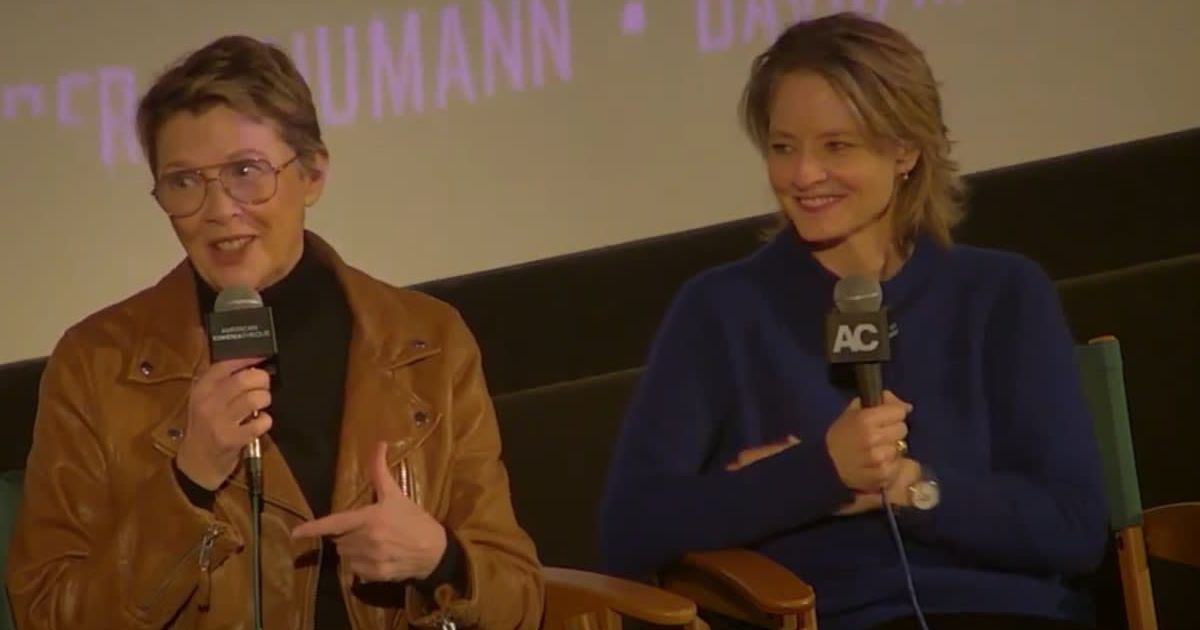 'Nyad' lead Annette Bening and Jodie Foster during a Q&A session (YouTube, screengrab/American Cinematheque)