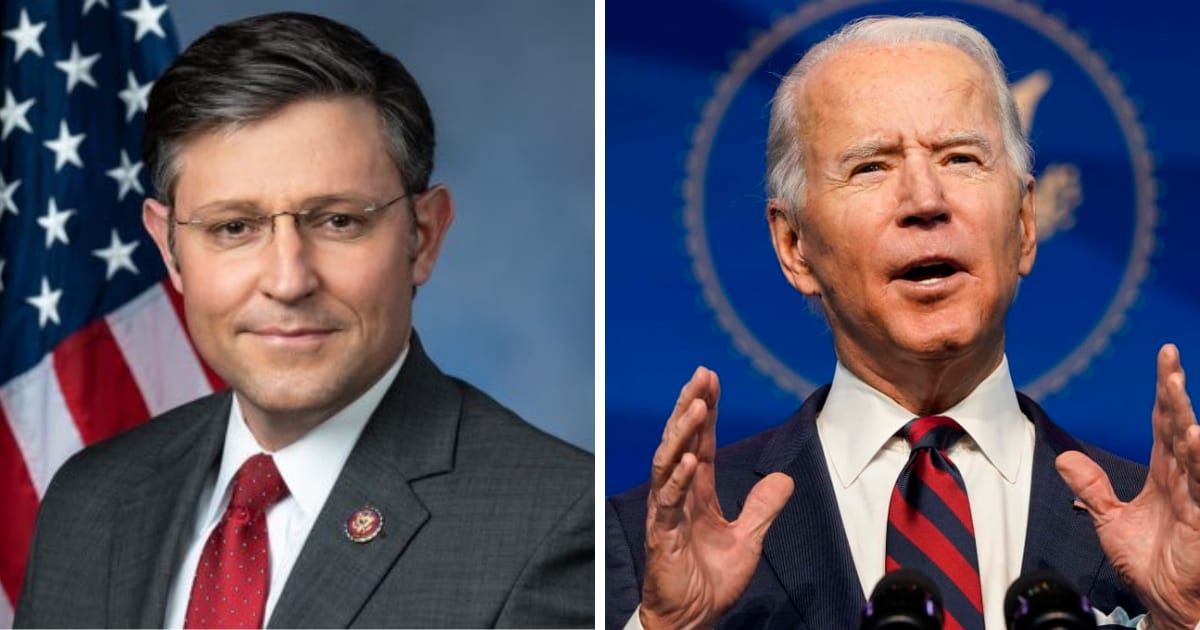 Speaker Mike Johnson lashed out at President Joe Biden's plan to consider executive authority at the border (@SpeakerJohnson/X, Getty Images)