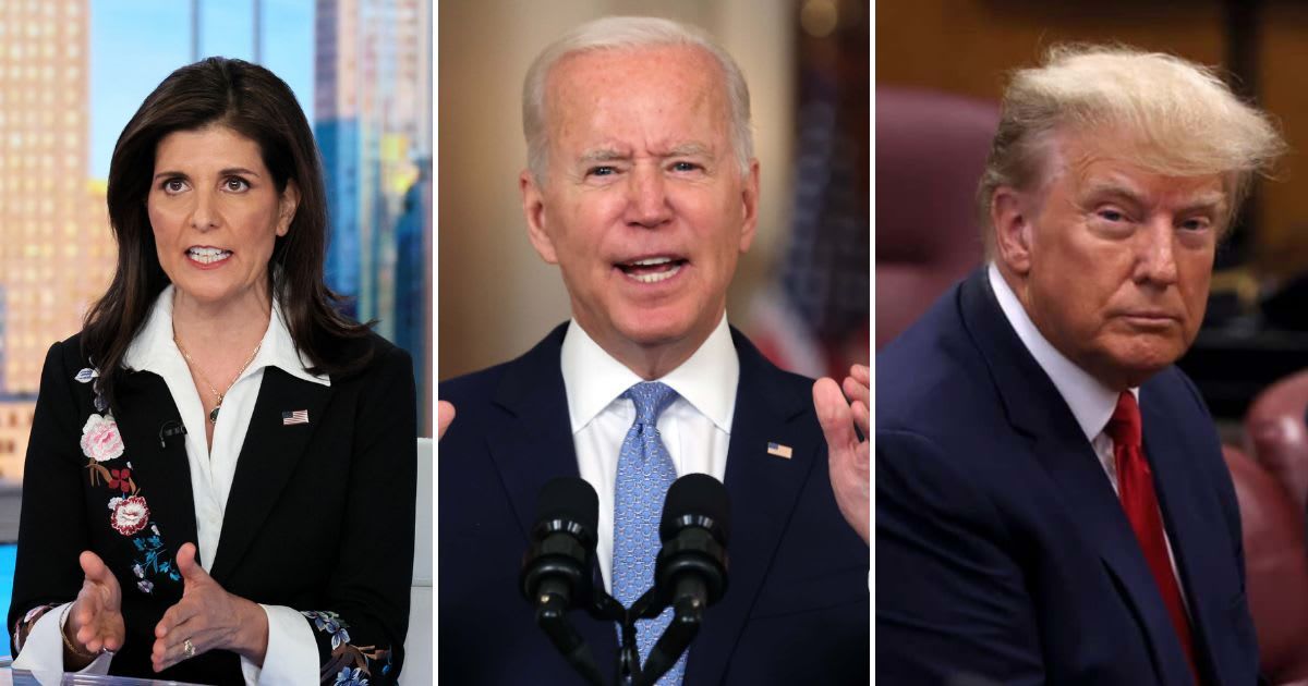 GOP presidential hopeful Nikki Haley remarked in a recent interview that President Joe Biden is 'more dangerous' than his predecessor, Donald Trump, and neither is fit for the US presidency (Getty Images)