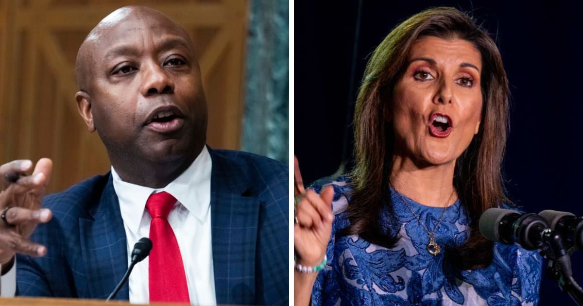 Sen Tim Scott asked Nikki Haley to drop out of the presidential race (Getty Images, Brandon Bell/Getty Images)