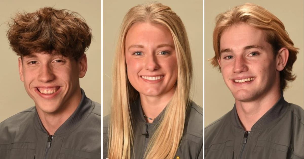 Members of the University of Wyoming swimming team Charlie Clark, Carson Muir, and Luke Slabber were killed in a car crash (University of Wyoming)