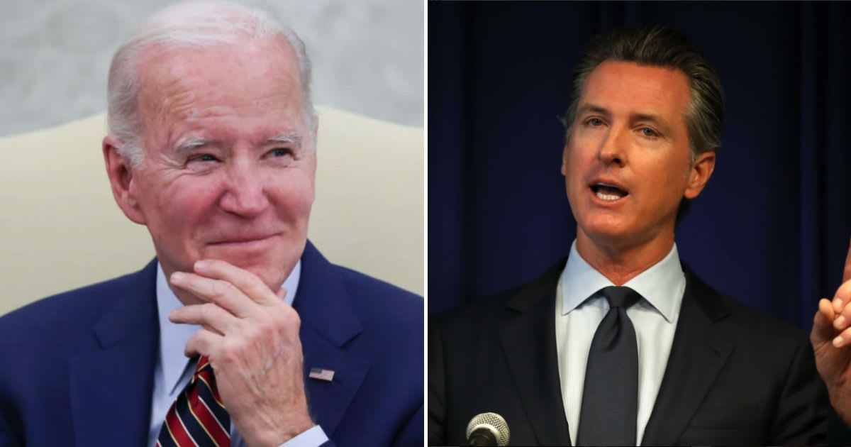Joe Biden sings praises of Gavin Newsom amid speculation that Californis gov. will take POTUS' position as presidential candidate (Getty Images)