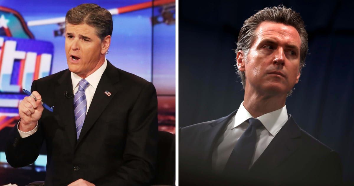 Sean Hannity lashed out at California Governor Gavin Newsom over his comments regarding the GOP's stance on reproductive rights (Getty Images)