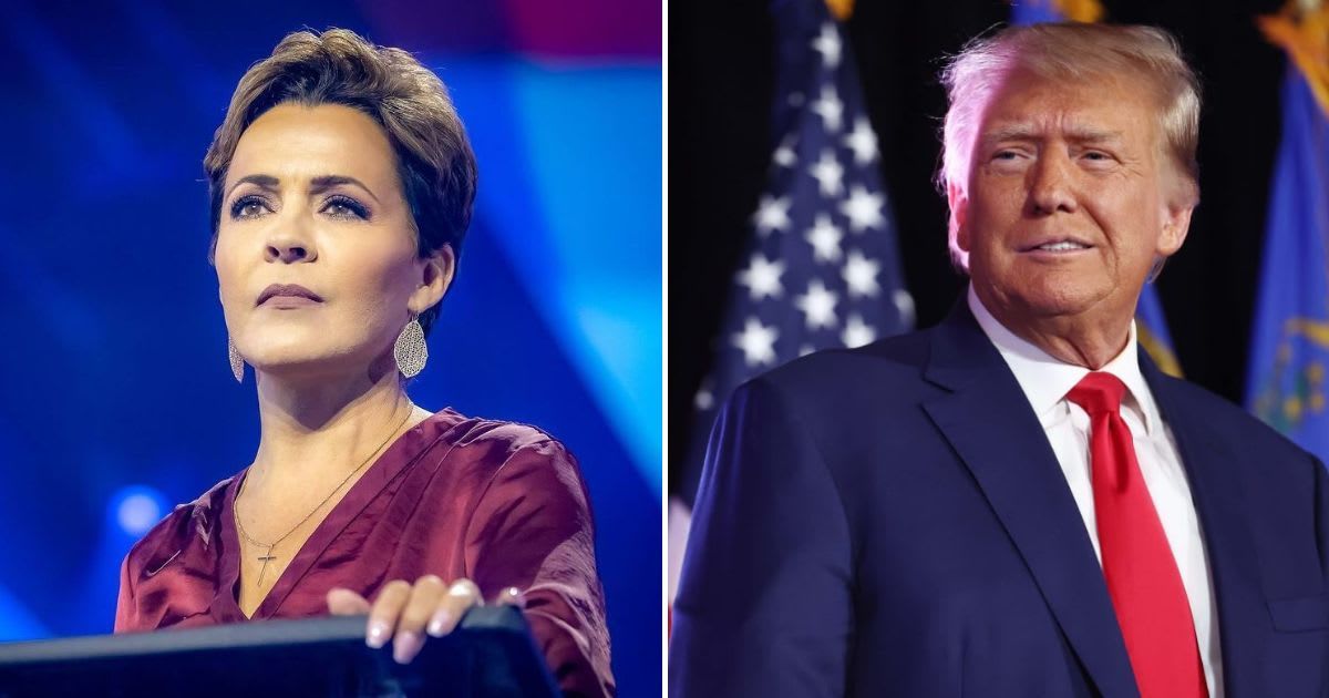 Kari Lake addressed the CPAC crowd on Saturday and praised Donald Trump by saying Republicans have 'got a number one alpha man' in the former President (@karilake/Instagram, Getty Images)
