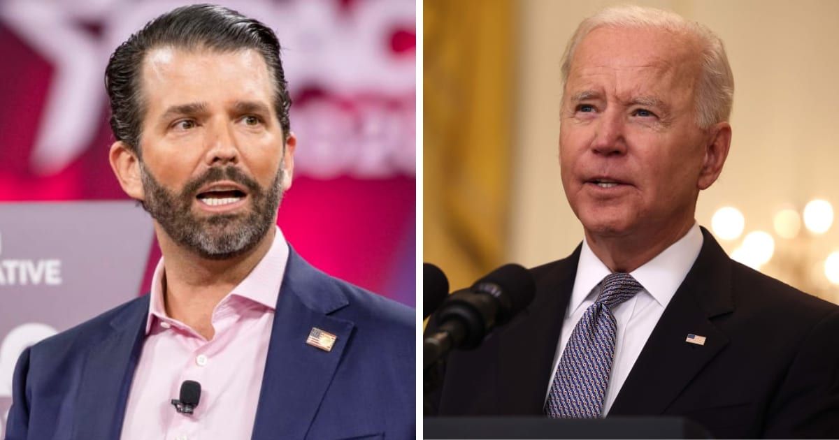 Donald Trump Jr made lewd remarks about President Joe Biden's age and manhood (Getty Images)