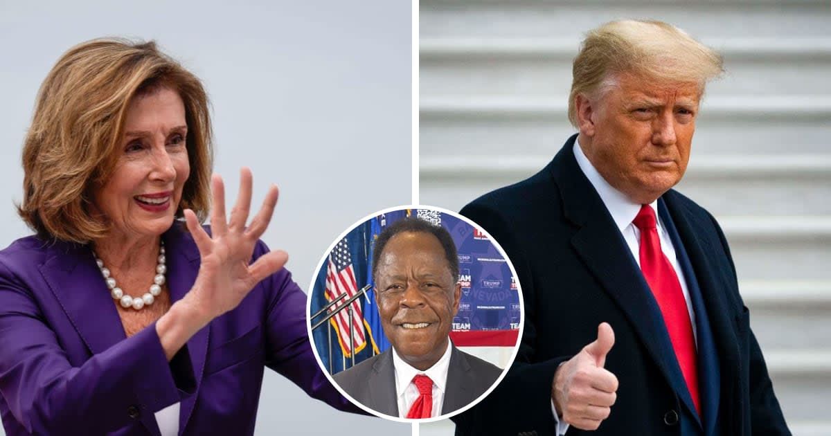 Nancy Pelosi's recent remarks about Donald Trump were shared by Leo Terell (Getty Images, @TheLeoTerrell/X)