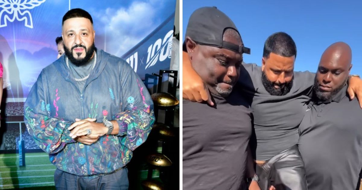 DJ Khaled asked his security guards to carry him so he wouldn't ruin his Air Jordans (Getty Images and Instagram/@djkhaled)