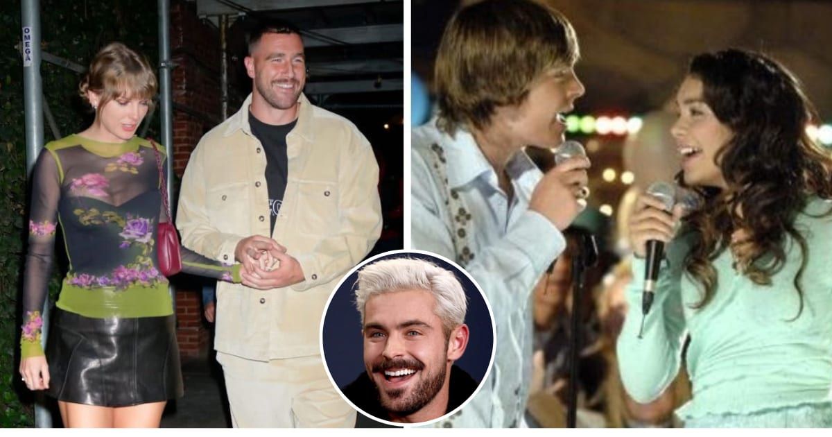 Zac Efron reacted to netizens comparing Travis Kelce and Taylor Swift's romance to High School Musical's plot (Getty Images, Disney)