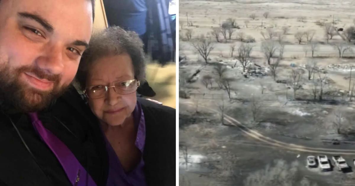 Joyce Blankenship lived in an area where the fire started on Monday afternoon, February 25 (Nathan Blankenship/Facebook and YouTube/CBS Mornings)