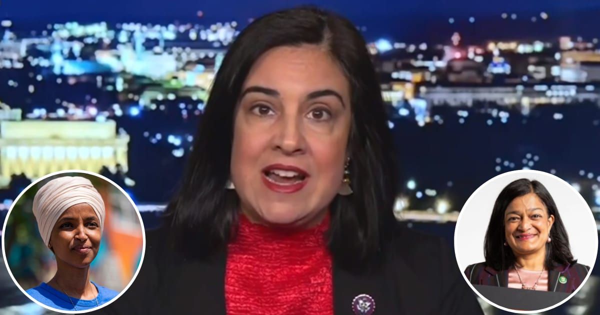 Rep Nicole Malliotakis calls Reps Ilhan Omar and Pramila Jayapal 'communist sympathizers' on 'Fox & Friends' (Screengrab/Fox News, Getty Images, @pramilajayapal/Instagram)