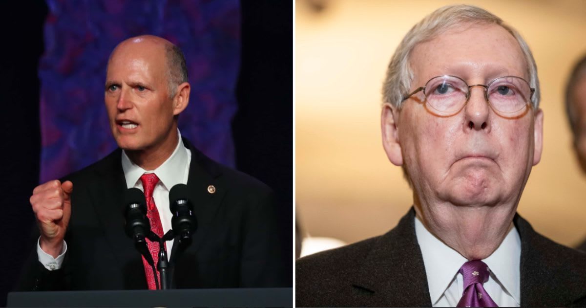 Florida Senator Rick Scott said on 'The Charlie Kirk Show' that he is considering a run for Senate Republican leader to replace outgoing Mitch McConnell (Getty Images)