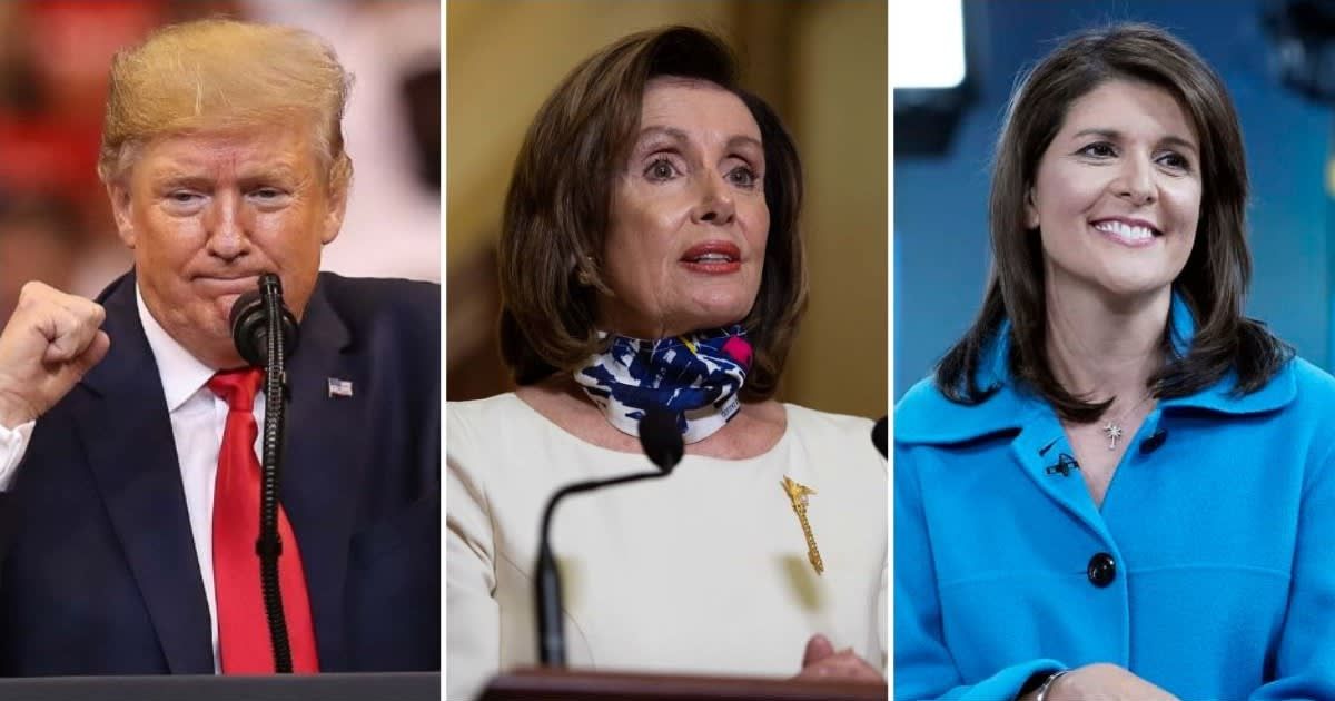 Donald Trump said that he purposely mix up name of Nikki Haley (right) with Nancy Pelosi (Middle) (Getty Images)