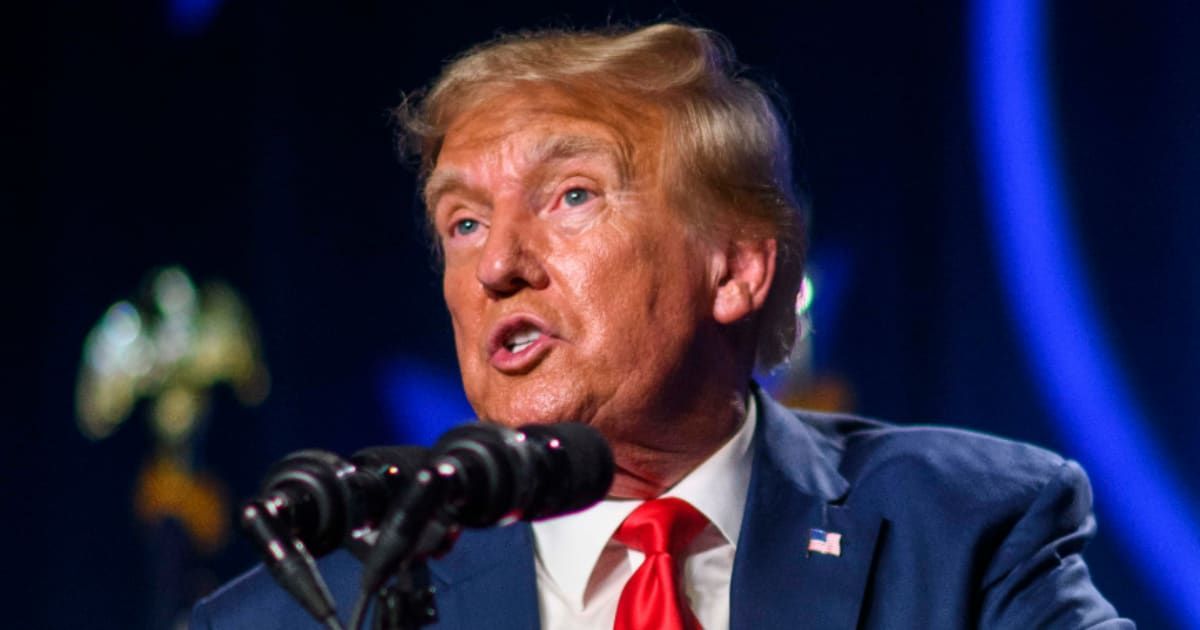 Donald Trump stated most of the people believe that the result of the 2020 presidential election was due to electoral meddling (Melissa Sue Gerrits/Getty Images)