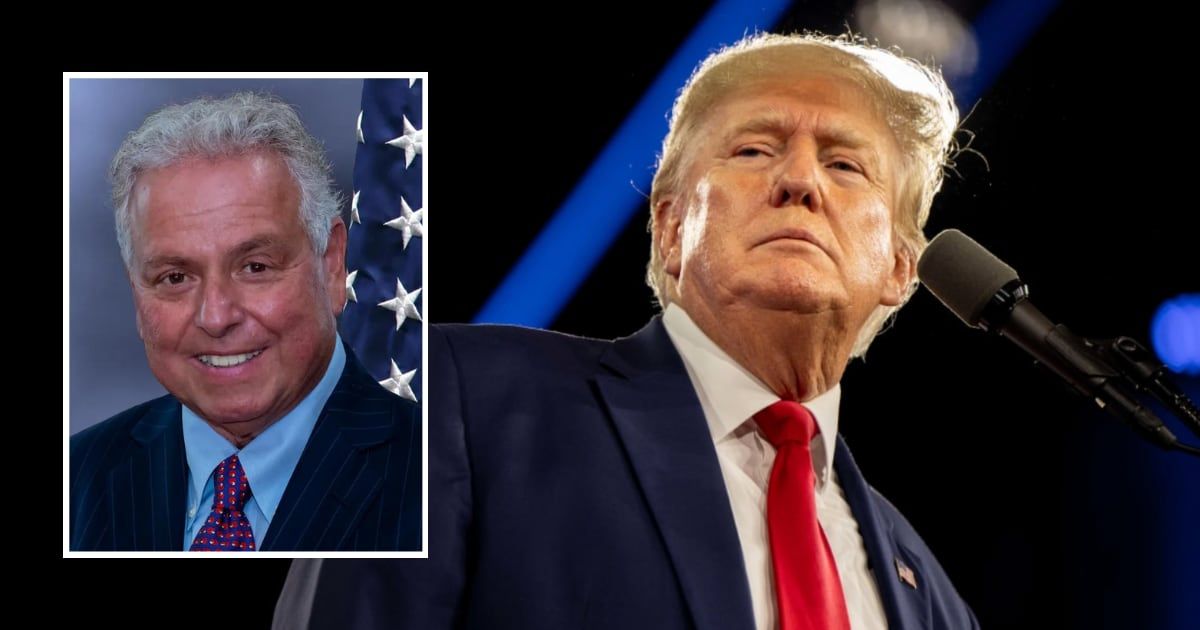 Former President Donald Trump has thrown his weight behind Republican Mike Sapraicone (inset) for the New York Senate race (Getty Images, Facebook/Mike Sapraicone)