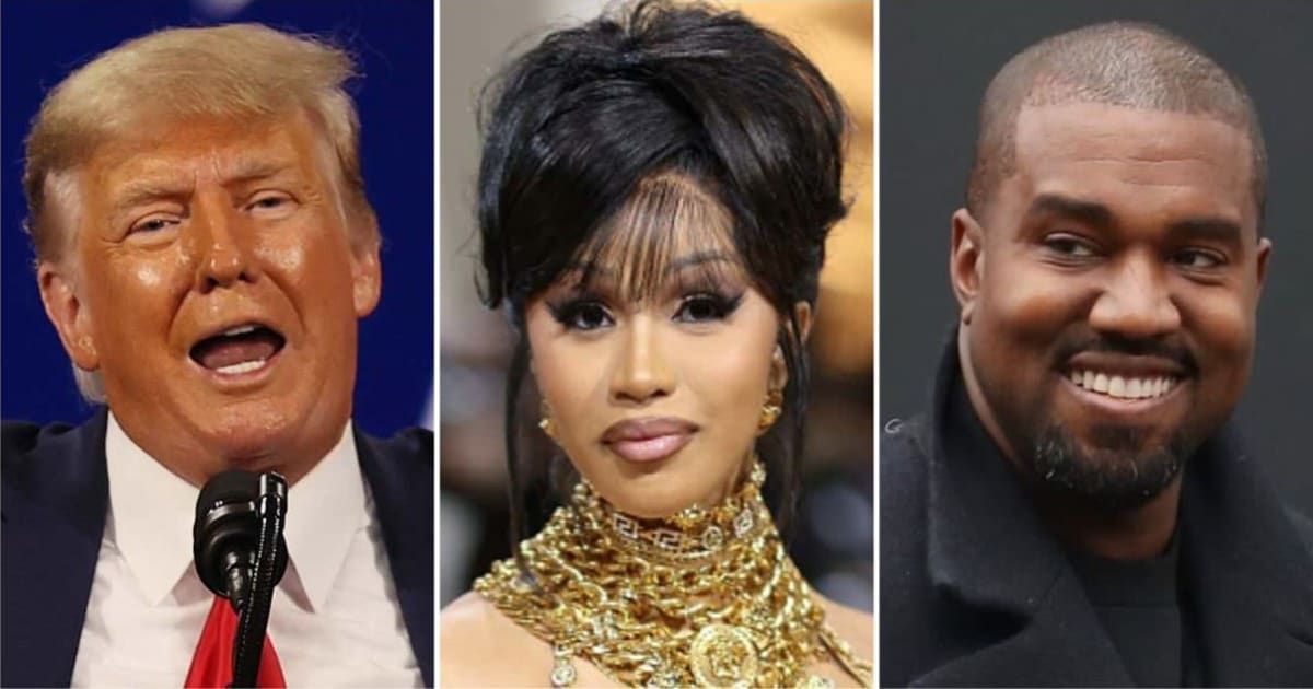Celebs such as Donald Trump, Card B and Kanye West turned designers with their footwear lines (Getty Images)