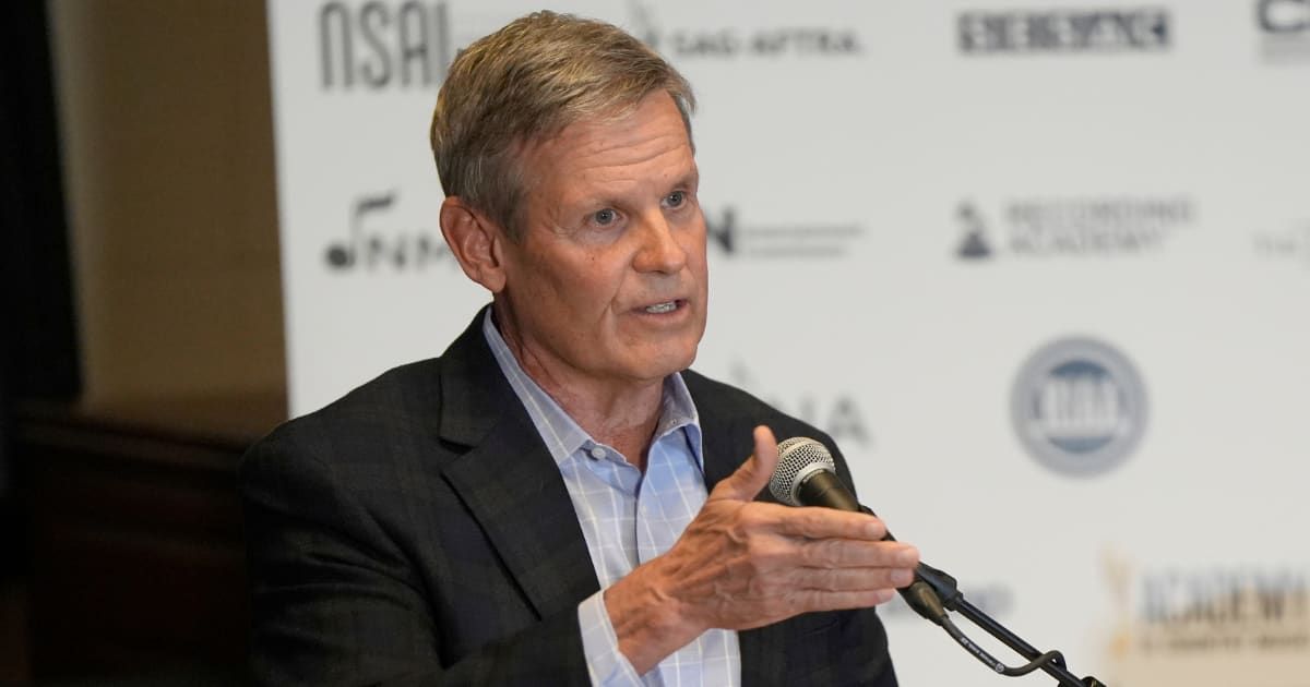 Governor of Tennessee, Bill Lee, speaks onstage during the ELVIS Act Press Conference on January 10, 2024 (Ed Rode/Getty Images)