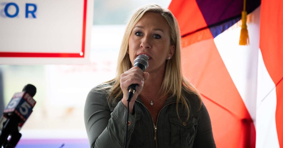 Georgia Republican House Representative Marjorie Taylor Greene blames mainstream media for spreading propaganda (Getty Images)