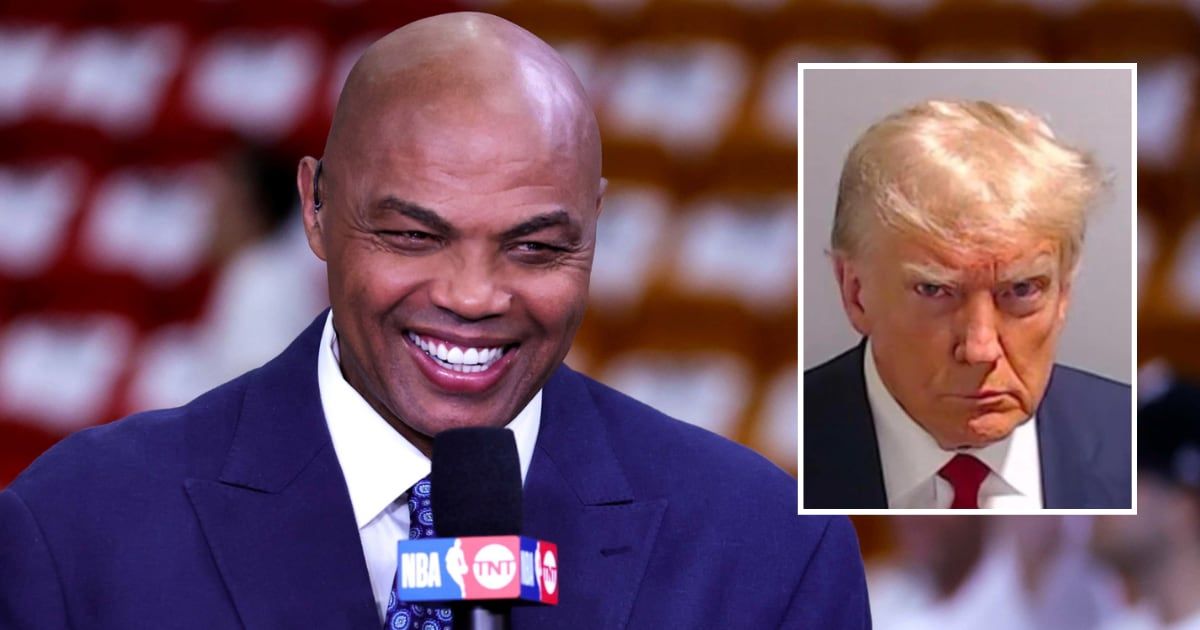 NBA legend Charles Barkley criticized former President Trump after the ex-president asserted Black people had embraced his mugshot (Getty Images, Fulton County Sheriff's Office)