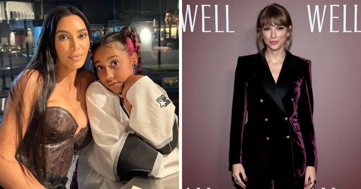 Kim Kardashian's daughter North West added another chapter in her long-running feud with Taylor Swift (Instagram/@kimkardashian, Getty Images)