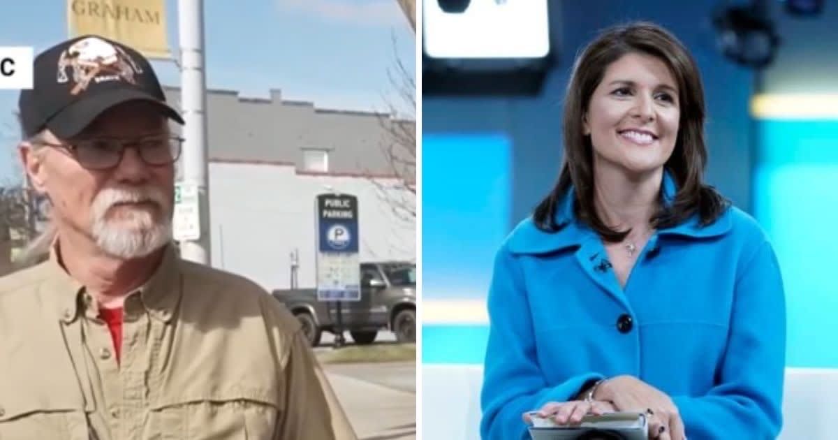 Emmett Martin, a Donald Trump supporter from North Carolina, had a very sexist reason for not voting for Nikki Haley in the primaries (Screenshot/NBC News and Getty Images)