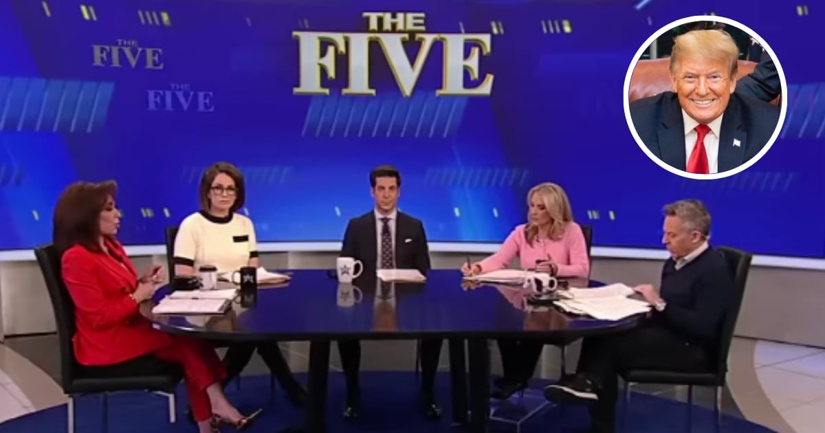 Fox News’ 'The Five' celebrated favorable Donald Trump polls on March 1 (@FoxNews/YouTube, Getty Images)