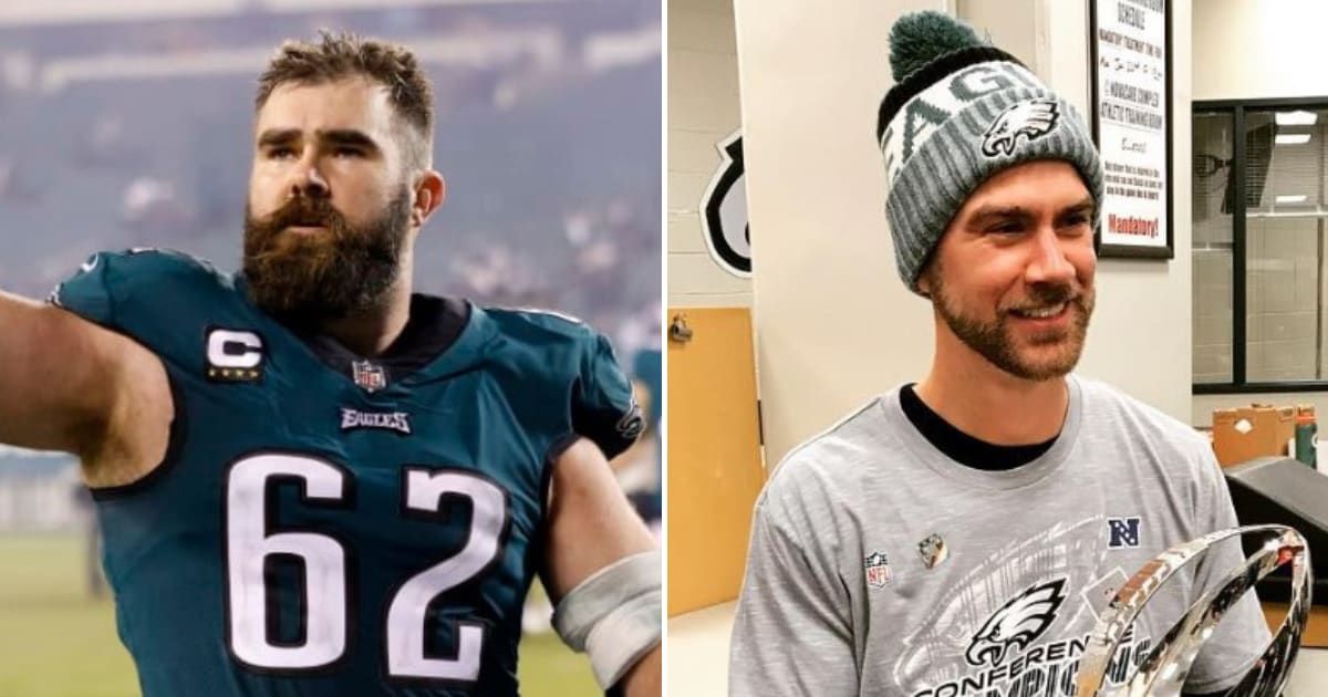 Jason Kelce offered his trainer Joseph O'Pella to tape him at his press conference (Getty Images, trainerjoeo/Instagram)
