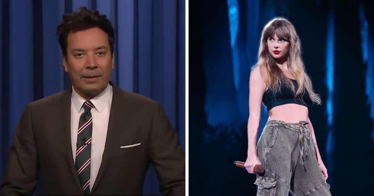 Jimmy Fallon's monologue took a comedic turn as he made fun of Taylor Swift's call for Super Tuesday voting (The Tonight Show Starring Jimmy Fallon/Getty Images)