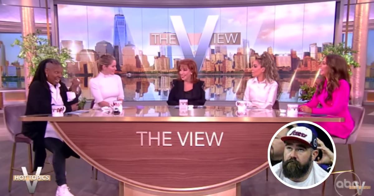 'The View' hosts had an emotional moment while discussing Jason Kelce's retirement (The View/ YouTube/ Getty Images)