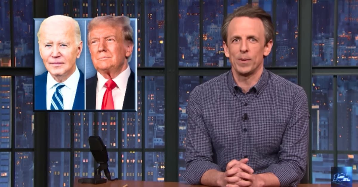 Seth Meyers pointed out that President Joe Biden's claim of being the only one to have defeated Donald Trump isn't entirely accurate (@LateNightSeth/Youtube)