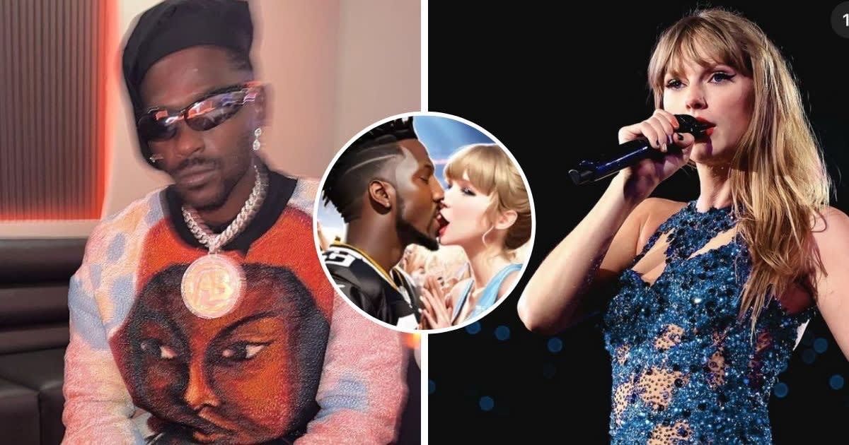 Antonio Brown slamed after he posts AI image of him kissing Taylor Swift (@Ab, @taylorswift/Instagram)