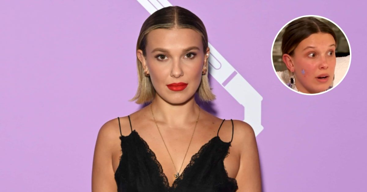 Millie Bobby Brown earned fans' praise for makeup-free look and sporting a pimple patch on the upcoming episode of 'The Drew Barrymore Show' (Getty Images, Drew Barrymore Show/YouTube)