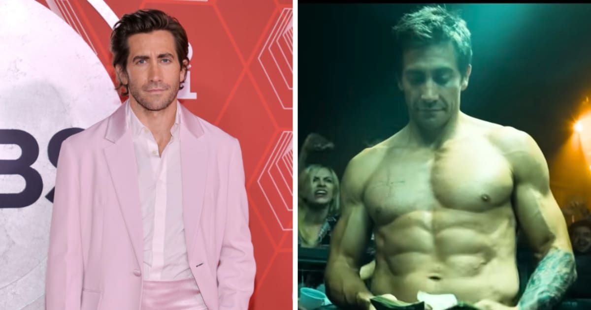Jake Gyllenhaal said training for his role as Elwood Dalton in the remake of 'Road House' took many to it make possible (Getty Images, Prime Video/YouTube)