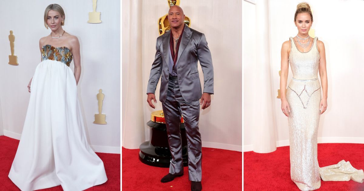 (L-R): Julianne Hough, Dwayne Johnson, and Emily Blunt were among the worst-dressed stars on the Oscars 2024 red carpet (Jeff Kravitz/FilmMagic, Aliah Anderson/Getty Images, Jeff Kravitz/FilmMagic)