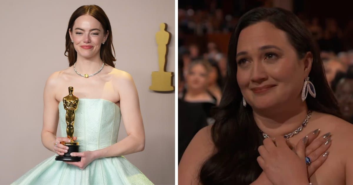 Emma Stone praised Lily Gladstone during her Oscars acceptance speech (Jeff Kravitz/Getty Images, Screenshot/Deadline Hollywood YouTube)