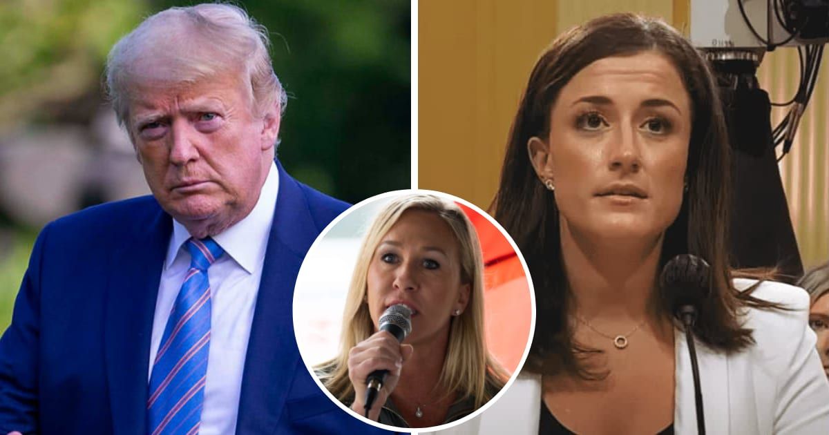 Marjorie Taylor Greene called for the expungement of Donald Trump's impeachment as GOP House Committee claims Cassidy Hutchinson's testimony is false (FOX5Atlanta/Screengrab and Getty Images)