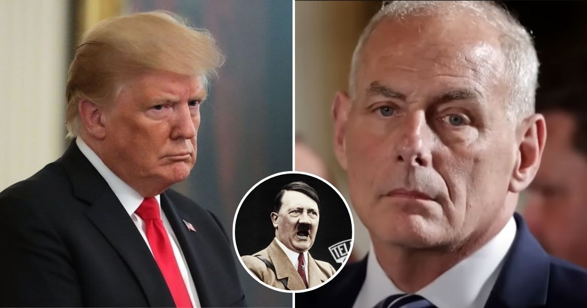 Donald Trump came under fire after former White House Chief of Staff, John Kelly revealed the former president's proclivity towards Adolf Hitler (Getty Images, MSNBC/YouTube)