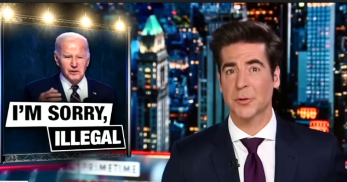 Fox News host Jesse Watters criticized President Joe Biden for saying he regrets calling Georgia nursing student Laken Riley’s suspected killer 'illegal' (@FoxNews/Youtube)