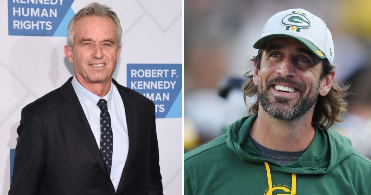 Robert F Kennedy Jr is reportedly considering NFL quarterback Aaron Rodgers and ex-Minnesota governor and pro wrestler Jesse Ventura as possible running mates for his 2024 presidential bid (Getty Images)