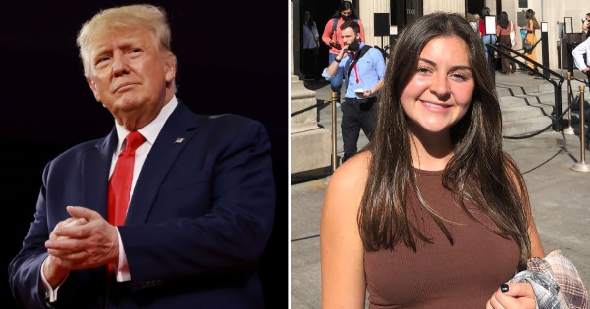 Donald Trump misspelled Laken Riley's name on a picture he signed for her grieving family at a recent campaign rally in Georgia (Getty Images, Laken Riley/Facebook)