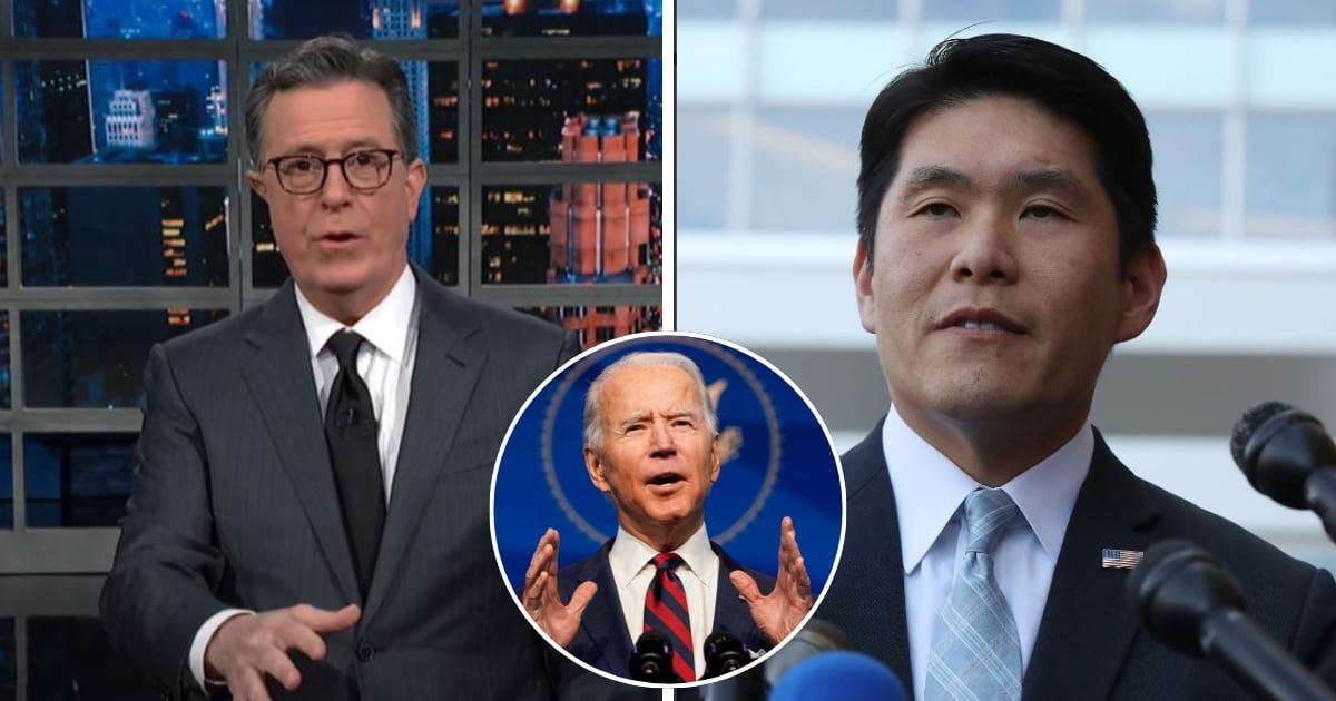 Stephen Colbert, in his inimitable satirical manner, lampooned Hur's assessment, equating it to a doctor's bizarre diagnosis(The Late Show with Stephen Colbert/Getty)