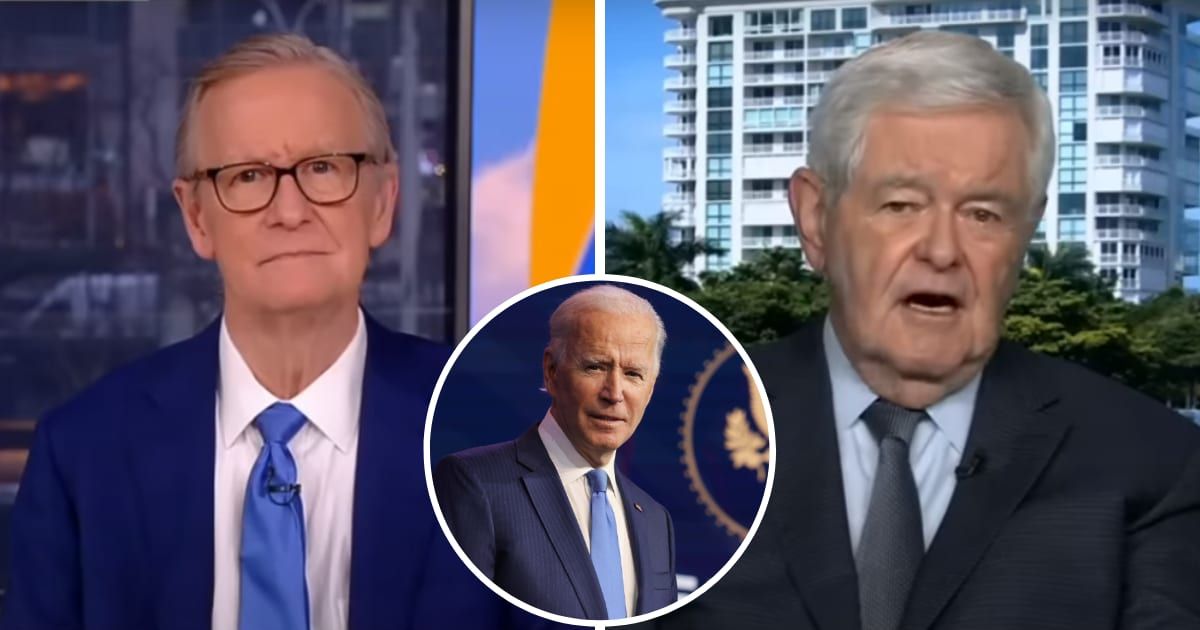 Steve Doocy and Newt Gingrich discuss Joe Biden's voter problems on the March 13, 2024 episode of 'Fox & Friends' (Screengrab/Fox News, Getty Images)