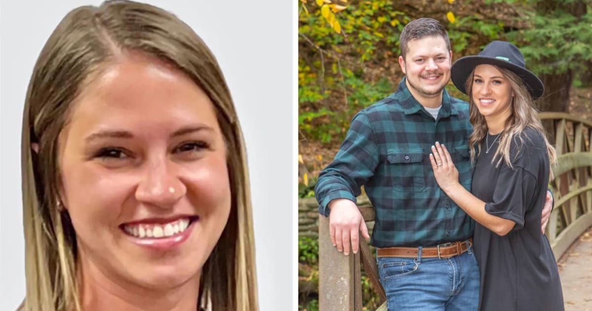 Courtney Fannon collapsed shortly after sending her husband, Kurtis, a text without detailing what it was about (Kendall Central School District and Facebook/Courtney Fannon)