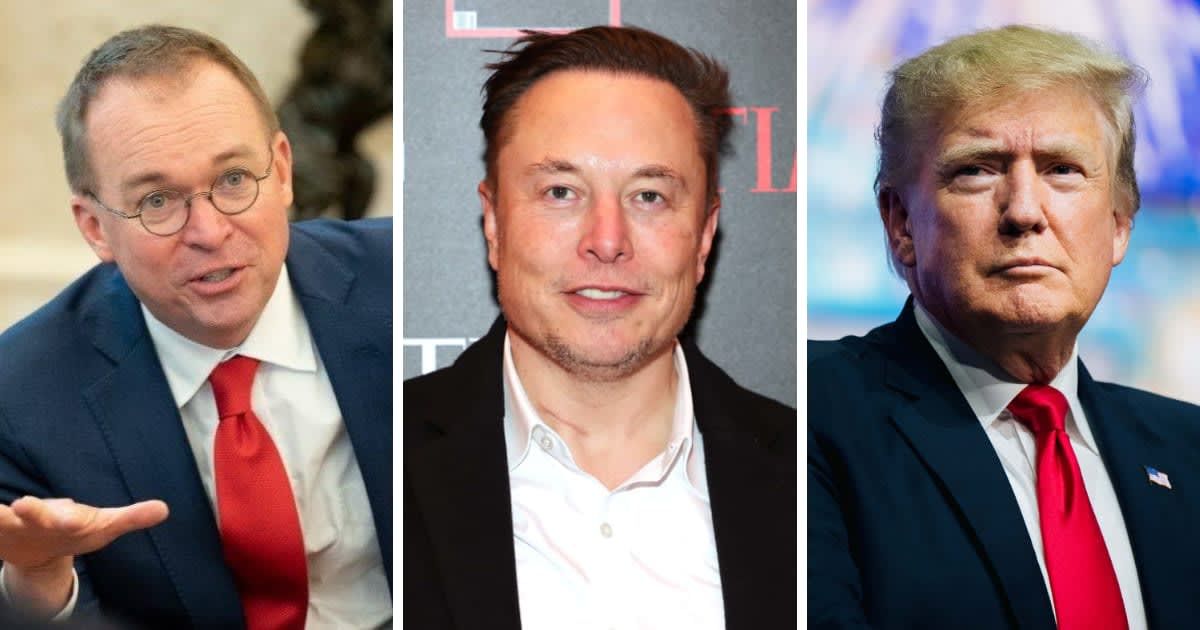 Mick Mulvaney said Elon Musk regularly visited Donald Trump in the White House (Mick Mulvaney /Facebook, Getty Images)