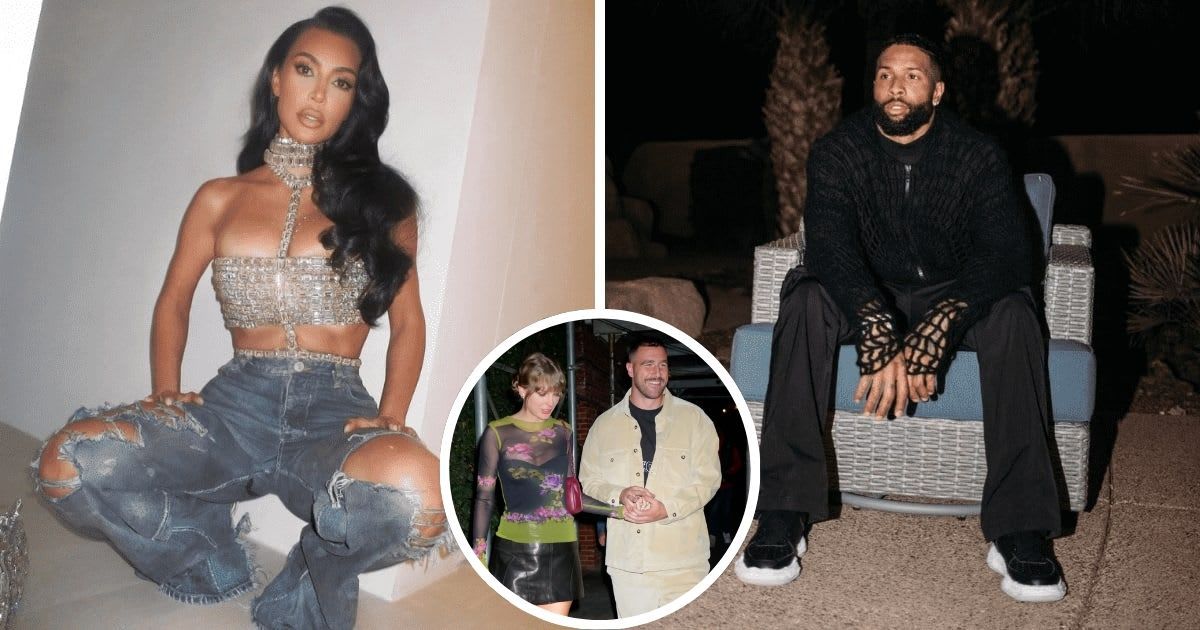 Kim Kardashian may run into Taylor Swift if Odell Beckham Jr signs Travis Kelce's team Kansas City Chiefs (Gotham/GC Images, @kimkardashian, @obj/Instagram)