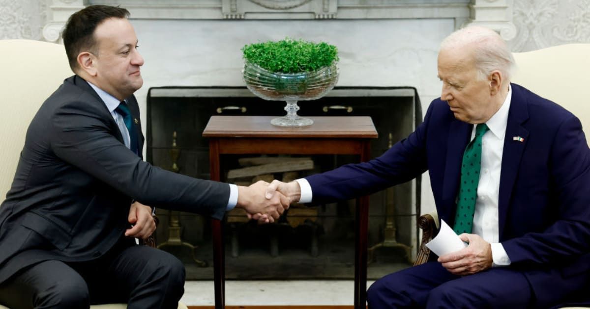 Joe Biden with Irish Prime Minister Leo Varadkar (Photo by Anna Moneymaker/Getty Images)