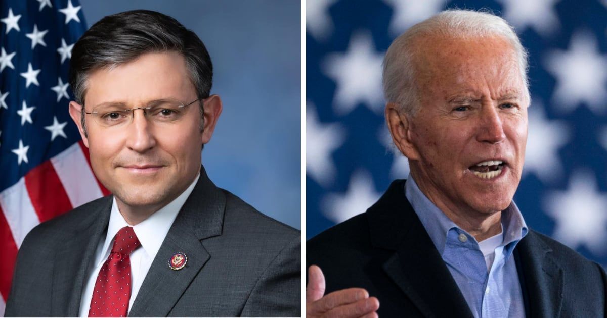 White House urged Speaker Mike Johnson to stop the impeachment inquiry against President Joe Biden (Speaker Mike Johnson/Facebook, Getty Images)