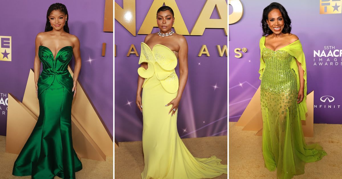 Halle Bailey, Taraji P Henson, and Sheryl Lee Ralph walked the NAACP Image Awards red carpet (Matt Winkelmeyer/Getty Images, Kayla Oaddams/FilmMagic)