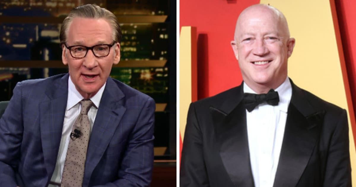 Bill Maher was not invited to CEO Bryan Lourd’s private Oscar party at his home on Saturday night (@RealTime/Youtube; Taylor Hill/Getty Images)