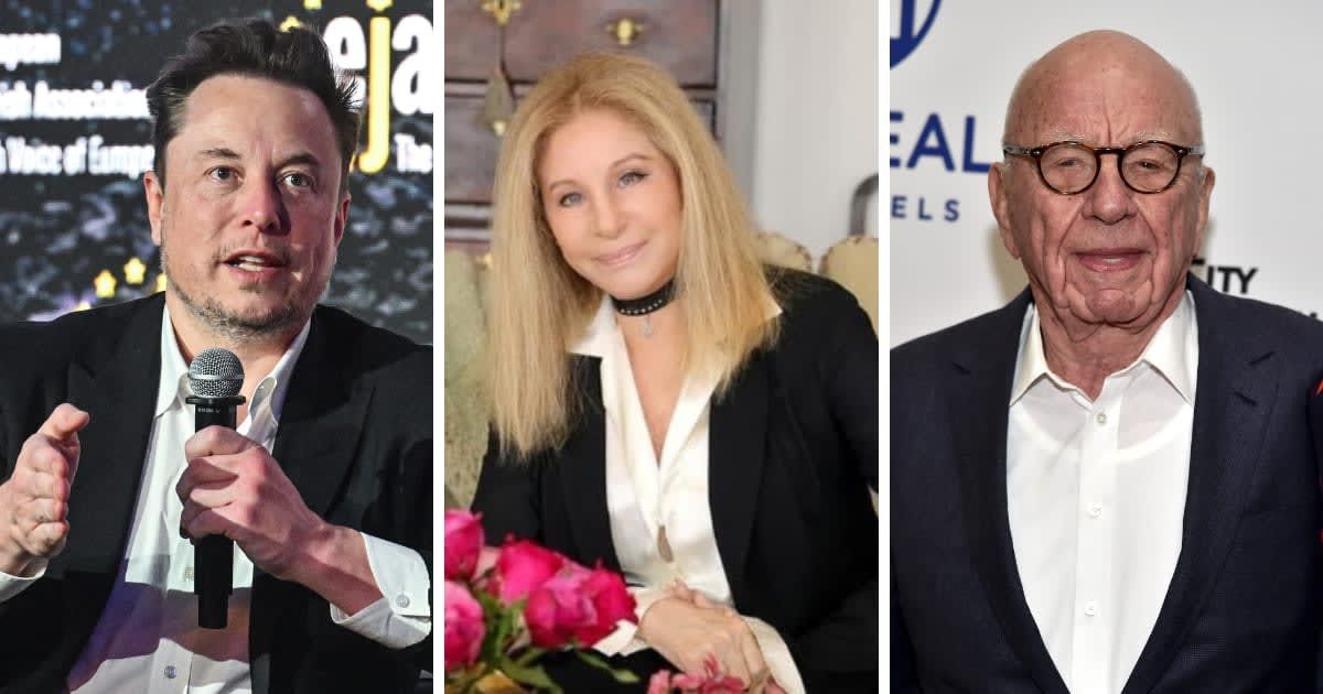 Barbra Streisand took a stand against the decision to honor Elon Musk and Rupert Murdoch with the RBG Leadership Award @barbrastreisand/Instagram, Omar Marques/Getty Images, and Steven Ferdman/Getty Images)